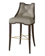 Image 2 of 2: William D. Scott for Global Views Logan Walnut/Chesterfield Gray Leather Bar Stool