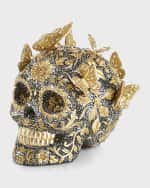 Image 3 of 4: Jay Strongwater 25th Anniversary Pave Skull with Butterflies Figurine