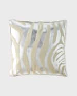 Image 1 of 3: Massoud Metallic Hair Hide Zebra Pillow, 22"Sq.