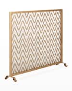 Image 3 of 3: Antique Gold Chevron Fire Screen