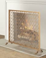 Image 1 of 3: Antique Gold Chevron Fire Screen