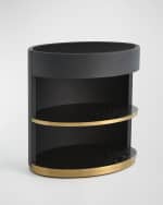 Image 2 of 4: Global Views Ellipse Leather Bedside Cabinet