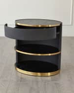 Image 3 of 4: Global Views Ellipse Leather Bedside Cabinet