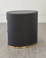 Image 4 of 4: Global Views Ellipse Leather Bedside Cabinet