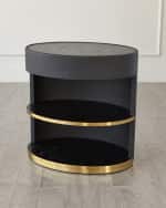 Image 1 of 4: Global Views Ellipse Leather Bedside Cabinet