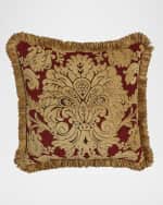 Image 1 of 2: Austin Horn Collection Bellissimo Square Chenille Pillow with Fringe, 20"Sq.
