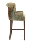 Image 4 of 5: Haute House Peacock Tufted Barstool, 32.5"