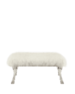 Image 3 of 4: Massoud Centaur White Sheepskin Bench