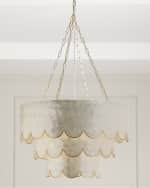 Image 1 of 2: Three-Tiered Scalloped Capiz 3-Light Pendant