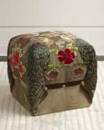 Image 2 of 4: Haute House Peacock Cube Ottoman