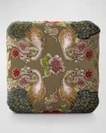 Image 3 of 4: Haute House Peacock Cube Ottoman
