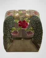 Image 1 of 4: Haute House Peacock Cube Ottoman