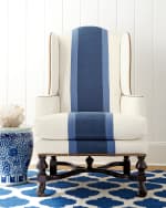Image 3 of 5: Massoud Blue Colorblock Wing Chair