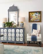 Image 5 of 5: Massoud Blue Colorblock Wing Chair