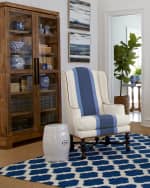 Image 2 of 5: Massoud Blue Colorblock Wing Chair
