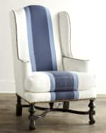 Image 1 of 5: Massoud Blue Colorblock Wing Chair