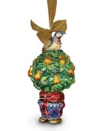 Image 3 of 4: Jay Strongwater Partridge-in-a-Pear Tree Christmas Ornament