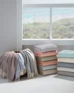 Image 1 of 3: Sferra Brushed Cotton Herringbone-Weave Throw, 51" x 71"