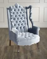 Image 1 of 3: Haute House Isabella Tufted Velvet Cut-Out Wing Chair