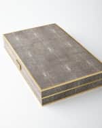 Image 2 of 5: AERIN Chocolate Faux Shagreen Backgammon Set