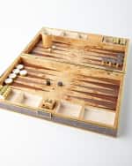 Image 1 of 5: AERIN Chocolate Faux Shagreen Backgammon Set