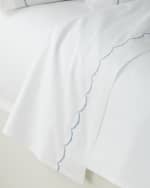 Image 1 of 2: Matouk Scallop Embroidered 350 Thread Count Flat Sheet, Queen