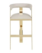 Image 2 of 3: Interlude Home Darla Brass & Leather Bar Stool, 30"