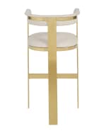 Image 3 of 3: Interlude Home Darla Brass & Leather Bar Stool, 30"
