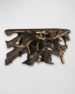 Image 2 of 4: Phillips Collection Bronze Cast Root Teak Outdoor Console Table
