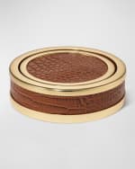 Image 3 of 5: AERIN Colette Croc-Embossed Leather Coasters, Set of 4