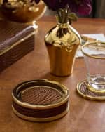 Image 5 of 5: AERIN Colette Croc-Embossed Leather Coasters, Set of 4