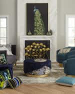 Image 4 of 4: Haute House Misha Faux-Fur Round Ottoman