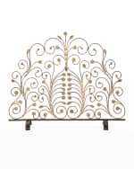 Image 2 of 2: Tole Single Panel Fireplace Screen with Floret Accents