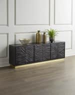 Image 1 of 3: Global Views Forest Leather Faux Bois Entertainment Console