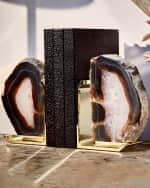 Image 2 of 2: ANNA New York Fim Agate & Brass Bookends