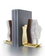 Image 1 of 2: ANNA New York Fim Agate Druzy & Natural Brass Bookends