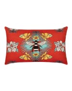 Image 1 of 2: Elaine Smith Tropical Bee Lumbar Sunbrella Pillow