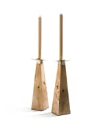 Image 2 of 2: LADORADA Burl Veneer Candleholders, Set of 2