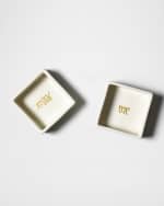 Image 2 of 2: Coton Colors Mr. & Mrs. Square Trinket Bowls, Set of 2