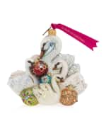 Image 1 of 2: Jay Strongwater Seven Swans Swimming Glass Ornament