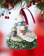 Image 3 of 3: Jay Strongwater Six Geese Laying Glass Ornament
