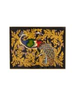 Image 1 of 3: Nomi K Golden Leaf Peacock Glass Placemat