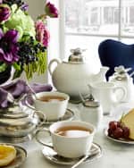 Image 3 of 3: Neiman Marcus Ceramic & Pewter Tea Cup with Saucer