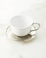 Image 1 of 3: Neiman Marcus Ceramic & Pewter Tea Cup with Saucer