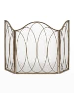 Image 2 of 3: 3-Panel Fireplace Screen with Round Bar Oval Accents