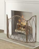 Image 1 of 3: 3-Panel Fireplace Screen with Round Bar Oval Accents