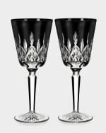 Image 1 of 3: Waterford Crystal Lismore Black Crystal Goblets, Set of 2