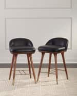 Image 1 of 4: Arteriors Walsh Leather Counter Stool, 25”