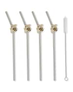 Image 4 of 5: Joanna Buchanan Stripey Bee Metal Straws, Set of 4