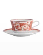 Image 2 of 2: Vista Alegre Coralina Teacups & Saucers, Set of 4
